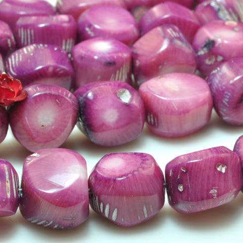 YesBeads Purple Coral smooth nugget drum beads gemstone wholesale jewlry making 15"