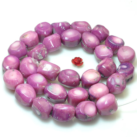 YesBeads Purple Coral smooth nugget drum beads gemstone wholesale jewlry making 15"