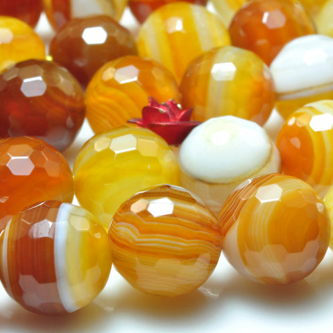 YesBeads Rainbow Banded Agate faceted round loose beads gemstone 10mm 15"