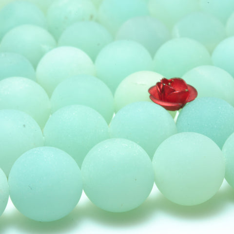 Natural Amazonite matte loose round beads wholesale gemstone jewelry making bracelet necklace diy
