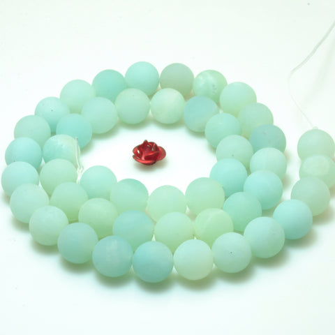 Natural Amazonite matte loose round beads wholesale gemstone jewelry making bracelet necklace diy