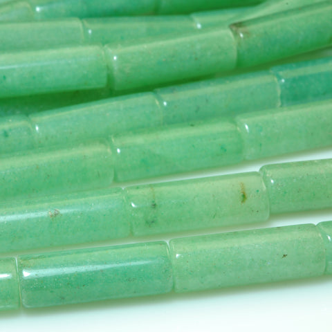 YesBeads Natural Green Aventurine smooth tube beads gemstone 6x16mm 15"