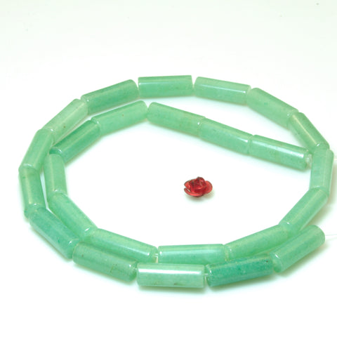 YesBeads Natural Green Aventurine smooth tube beads gemstone 6x16mm 15"