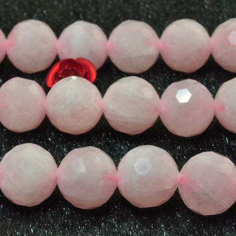 YesBeads natural Madagascar Rose Quartz faceted round loose beads gemstone wholesale jewelry making supplies 15"