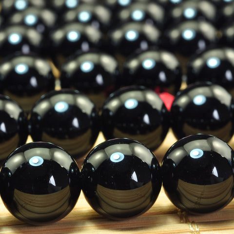 Black Onyx smooth round loose beads gemstone wholesale jewelry making bracelet necklace diy