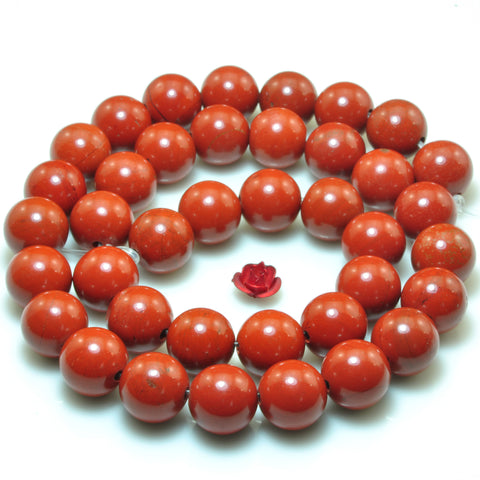 YesBeads Natural Red Jasper A grade smooth round beads gemstone wholesale jewelry 15"