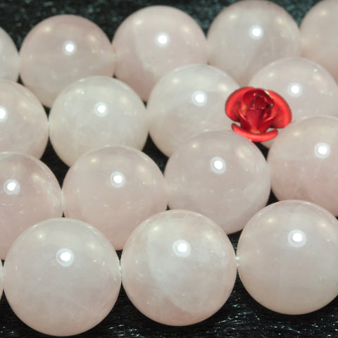 YesBeads Natural Rose Quartz smooth round loose beads wholesae gemstone 15"