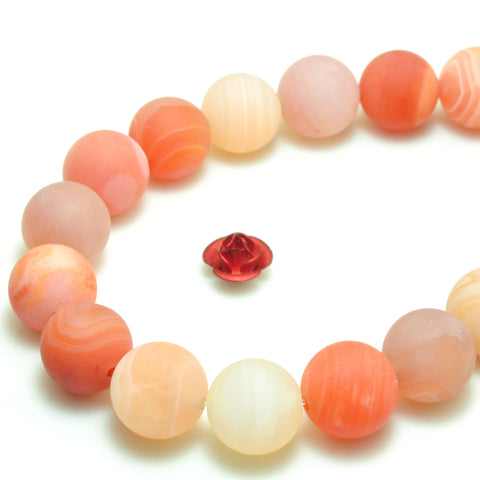 YesBeads natural orange pink Botswana Agate matte loose round beads wholesale gemstone jewelry 15"