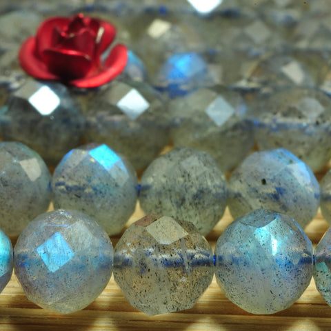 YesBeads Natural Labradorite gemstone faceted round loose beads gray wholesale stone 15"