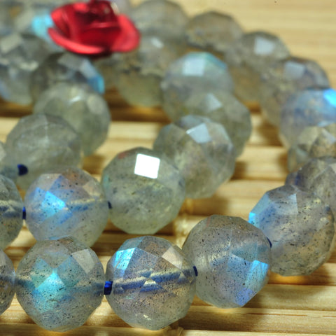 YesBeads Natural Labradorite gemstone faceted round loose beads gray wholesale stone 15"