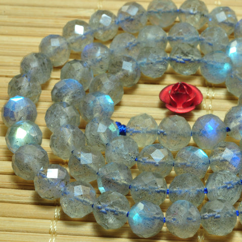 YesBeads Natural Labradorite gemstone faceted round loose beads gray wholesale stone 15"
