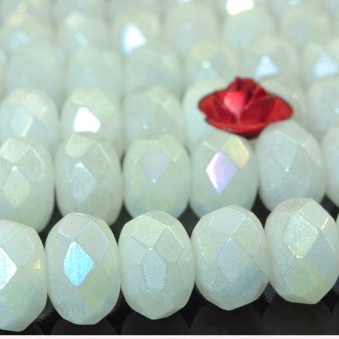 Titanium Coated White Jade faceted rondelle beads gemstone wholesale jewelry making bracelet necklace diy