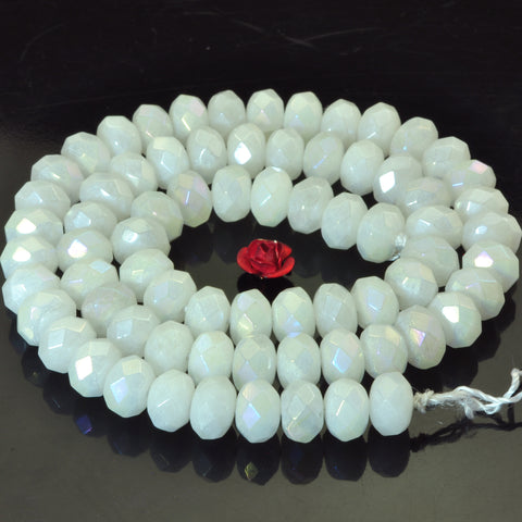 Titanium Coated White Jade faceted rondelle beads gemstone wholesale jewelry making bracelet necklace diy