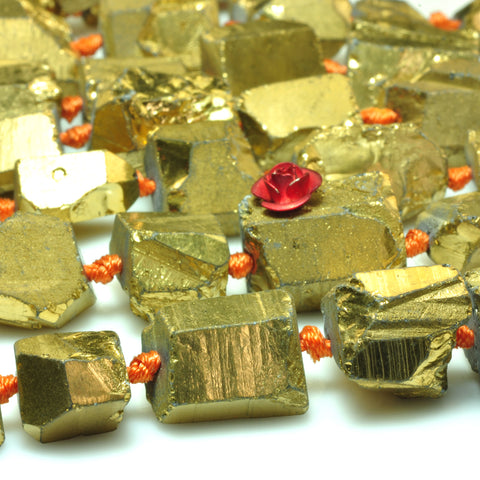 YesBeads Quartz Crystal Points titanium gold rough faceted nugget tube chunk beads 18"