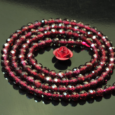 YesBeads Natural Red Garnet gemstone faceted round loose beads wholesale 15"