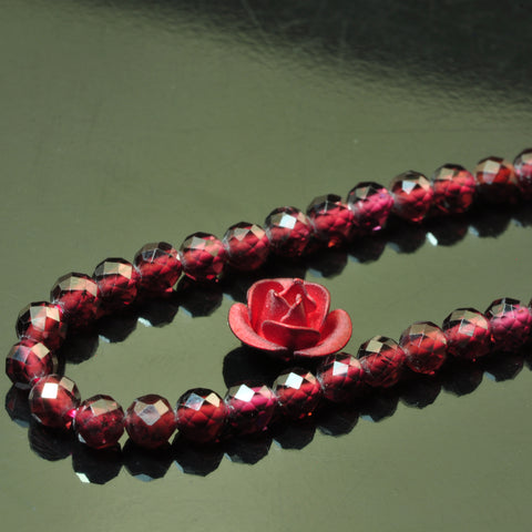 YesBeads Natural Red Garnet gemstone faceted round loose beads wholesale 15"