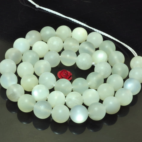 YesBeads Natural White Moonstone matte round beads gemstone 8mm 15"
