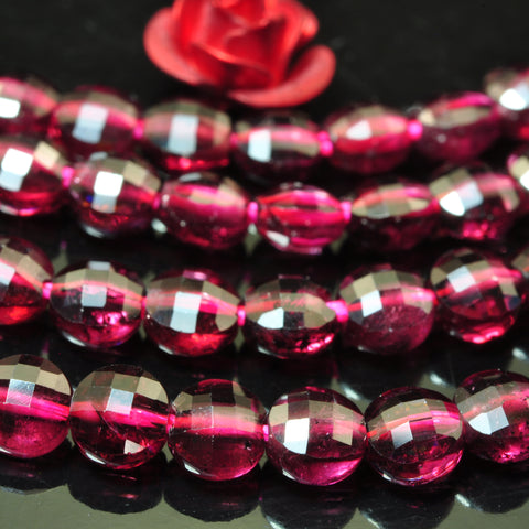 YesBeads Natural Red Garnet gemstone micro faceted coin loose beads wholesale jewelry 4mm 15"