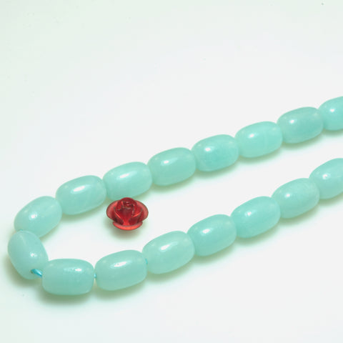 YesBeads natural green Amazonite gemstone smooth barrel loose beads 6x9mm 15"