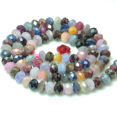 YesBeads natural Ruby Sapphire gemstone faceted rondelle beads wholesale 4x6mm 15"