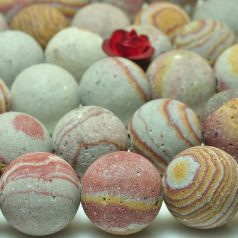 YesBeads Natural Red Zebra Jasper matte round beads gemstone wholesale jewlery 15"