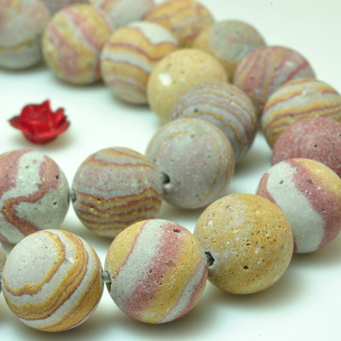 YesBeads Natural Red Zebra Jasper matte round beads gemstone wholesale jewlery 15"