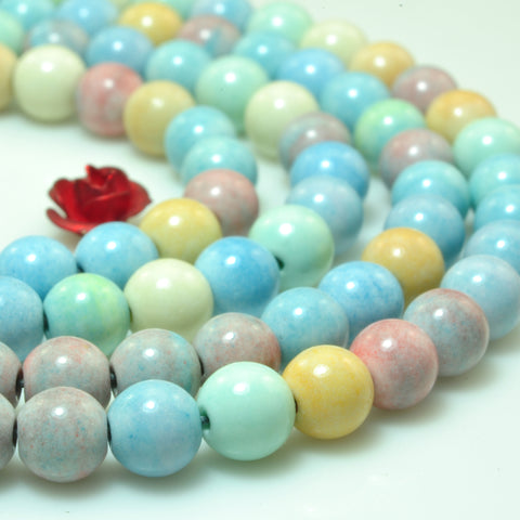 YesBeads Alashan Rainbow Jasper smooth round loose beads wholesale gemstone jewelry making 15"
