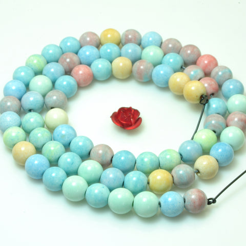 YesBeads Alashan Rainbow Jasper smooth round loose beads wholesale gemstone jewelry making 15"