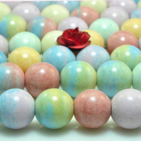 YesBeads Alashan Rainbow Jasper smooth round loose beads wholesale gemstone jewelry making 15"