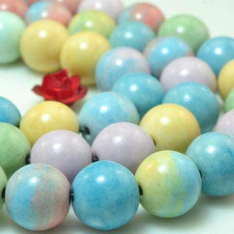 YesBeads Alashan Rainbow Jasper smooth round loose beads wholesale gemstone jewelry making 15"