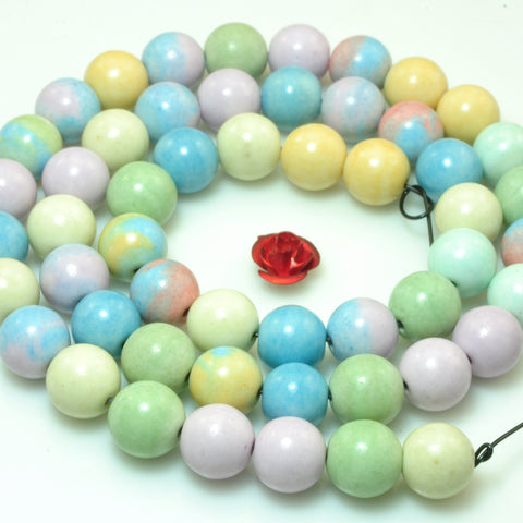 YesBeads Alashan Rainbow Jasper smooth round loose beads wholesale gemstone jewelry making 15"