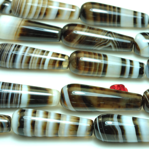 YesBeads Natural Brown Banded Agate smooth teardrop beads gemstone wholesale 15"