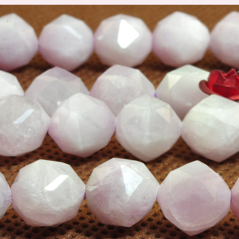 YesBeads Natural Kunzite purple pink gemstone diamond faceted round loose beads gemstone 15"