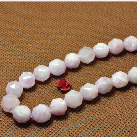 YesBeads Natural Kunzite purple pink gemstone diamond faceted round loose beads gemstone 15"