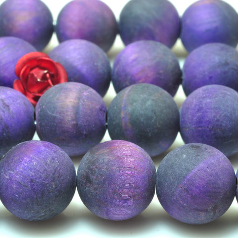 YesBeads Purple Tiger Eye gemstone matte round loose beads wholesale jewelry making 15"