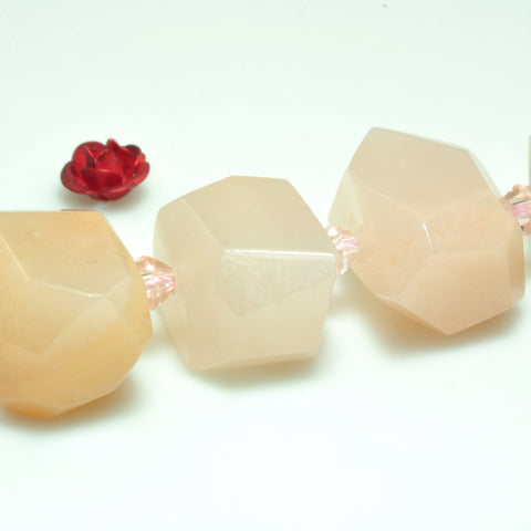 YesBeads Natural Pink Aventurine faceted nugget chunks beads gemstone wholesale jewelry 15"
