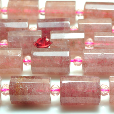Natural Strawberry Quartz Lepidocrocite faceted tube beads gemstone wholesale jewelry making bracelet necklace diy