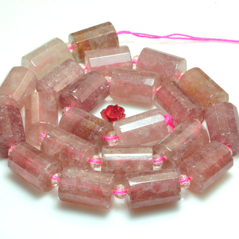 Natural Strawberry Quartz Lepidocrocite faceted tube beads gemstone wholesale jewelry making bracelet necklace diy