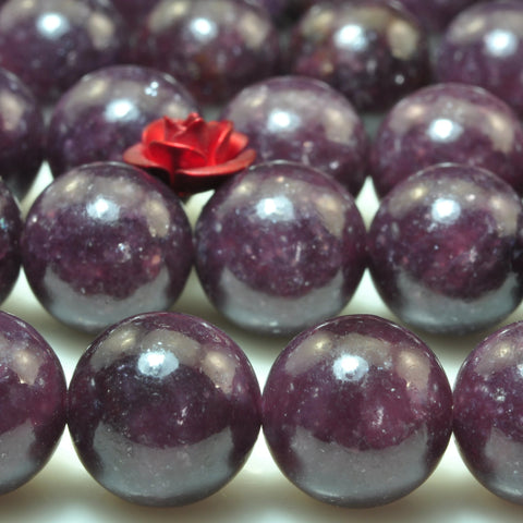 Natural Lepidolite purple gemstone smooth round loose beads wholesale jewelry making 15"