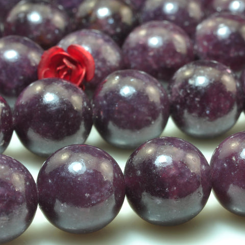 Natural Lepidolite purple gemstone smooth round loose beads wholesale jewelry making 15"