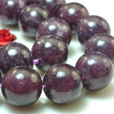 Natural Lepidolite purple gemstone smooth round loose beads wholesale jewelry making 15"