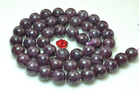 Natural Lepidolite purple gemstone smooth round loose beads wholesale jewelry making 15"