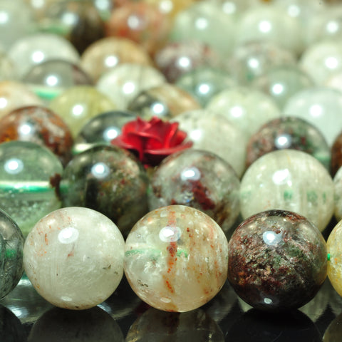 YesBeads natural multicolor lace Phantom Quartz smooth round loose beads wholesale gemstone jewelry making 15"strand