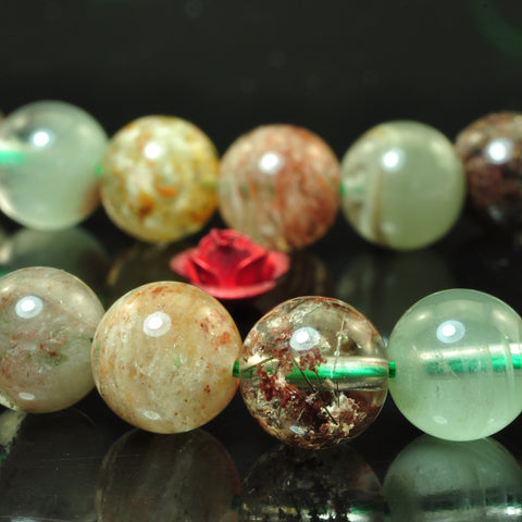 YesBeads natural multicolor lace Phantom Quartz smooth round loose beads wholesale gemstone jewelry making 15"strand