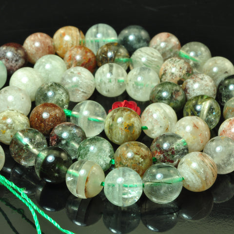 YesBeads natural multicolor lace Phantom Quartz smooth round loose beads wholesale gemstone jewelry making 15"strand