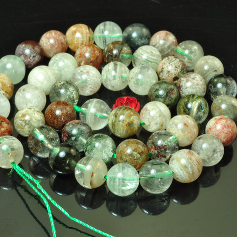 YesBeads natural multicolor lace Phantom Quartz smooth round loose beads wholesale gemstone jewelry making 15"strand