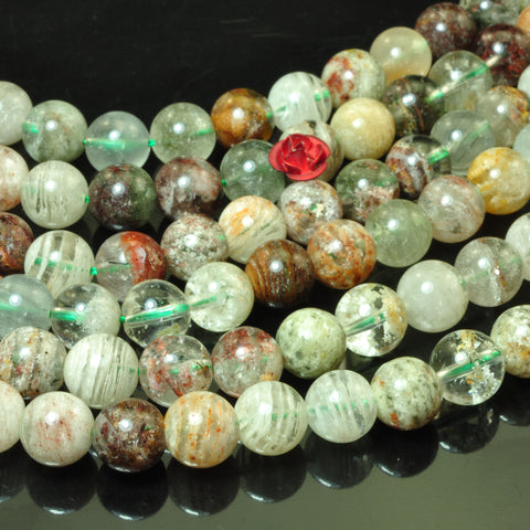 YesBeads natural multicolor lace Phantom Quartz smooth round loose beads wholesale gemstone jewelry making 15"strand