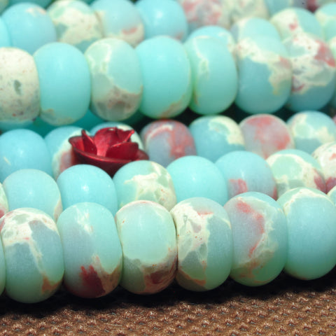YesBeads Impression Jasper aqua terra jasper matte rondelle beads wholesale gemstone jewelry making 15'' full strand