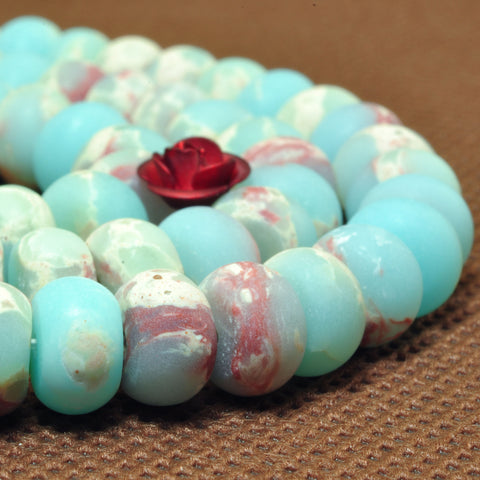 YesBeads Impression Jasper aqua terra jasper matte rondelle beads wholesale gemstone jewelry making 15'' full strand