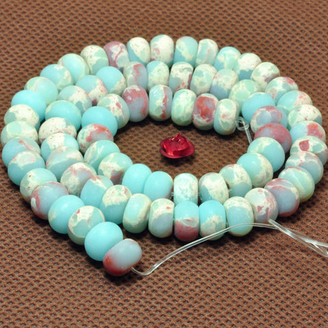 YesBeads Impression Jasper aqua terra jasper matte rondelle beads wholesale gemstone jewelry making 15'' full strand